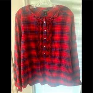 Lands End Red Flannel Tunic